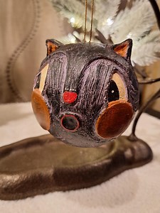 Paper Mache Halloween Vintage Inspired Kitty Ornament Large Cheeks - Etsy
