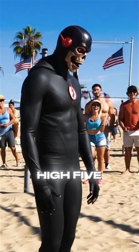 Black Flash Muscle Beach Stunt Has the Whole Crowd Screaming! ⚡🔥