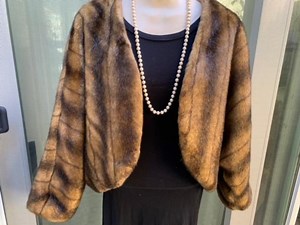 Faux Fur Cropped Jacket Kimono Sleeves Sz 18-20 - Etsy Australia