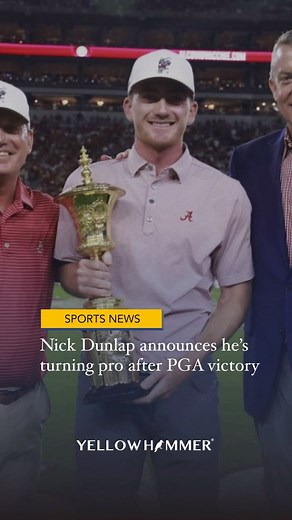 University of Alabama star golfer Nick Dunlap had quite the week. Just this past weekend, Dunlap became the first amateur to win a PGA event since Phil Mickelson in 1991. As a result of his amateur status, he was forced to forfeit the $1.5 million prize he would have earned if he were a pro. Since, there has been plenty of speculation as to whether he will choose to turn pro or finish out his career at Alabama. Dunlap put those questions to rest on Thursday morning. Read more at the link in our 