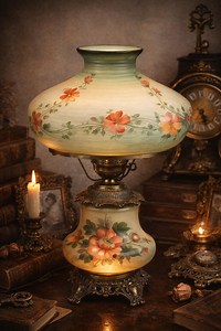 Vintage Floral Glass Lamp: Hand-painted Shade, Double Light, Cottagecore Romantic Lighting - Etsy UK