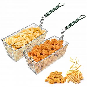 [Hot Item] Commercial Kitchen Grid French Fries Basket Chips Fryer Basket Rectangle Stainless Steel Frying Basket