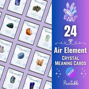 24 cartes de signification imprimables en cristal | Cartes Cristal Élément Air | Téléchargement instantané de cristaux numériques pour la connaissance - Etsy France