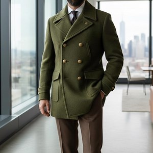 Men's Double Breasted Mid Length Pea Coat Vintage Style Fall Winter Overcoat - Etsy Canada