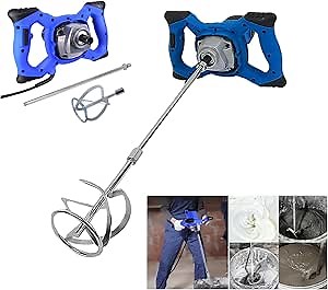 2600W Portable Electric Concrete Cement Plaster Grout Paint Thinset Mortar Paddle Mixer Pro Drill Mixer Stirring Tool Adjustable 6 Speed Handheld Standard 240V
