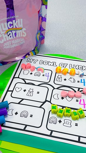 Have you grabbed your box of Lucky Charms cereal for Lucky Charms Math yet?! I love using Lucky Charms marshmallows as math manipulatives! ☘️🌈✨💖 Grab this fun activity that focuses on lots of different math skills at the TpT link in my bio! ✨ #luckycharms #mathcenters #stpatricksday #stpatricksdayforkids #stpatricksdayactivities #luckycharmsmath #luckycharmscereal #kindergartenmath #secondgrademath #mathstations | Sweet Firstie Fun