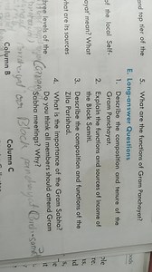 What are the functions of Gram Panchayat?Describe the composi... | Filo