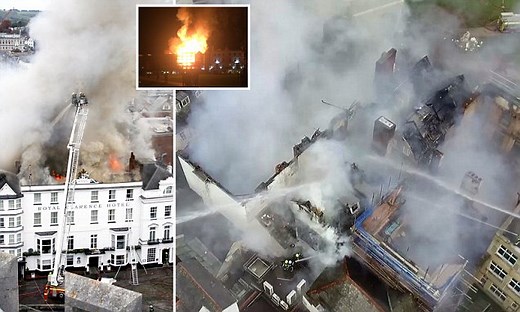 Devastating footage shows part of the fire at Royal Clarence Hotel