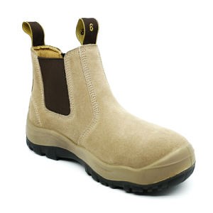 [Hot Item] Tan Leather Slip on Steel Toe Women Safety Work Boot