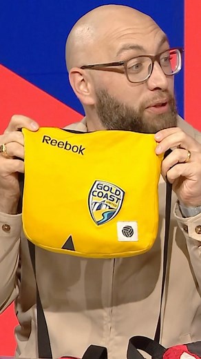 Brilliant. 🫡 It was fantastic to see Vince Rugari and Tommy Oar promoting The Great Save spirit on Total A-Leagues with some of their own vintage apparel this week! How about the Gold Coast United bag, upcycled by @unwanted.fc! #SupportingThePlayers #BuildingTheGame | Professional Footballers Australia