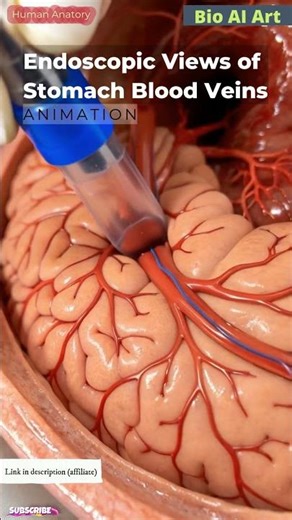 Endoscopic Views of Stomach Blood Veins Animation | Human Anatomy | Bio AI Art | 04