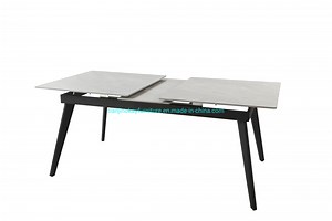 [Hot Item] Manufacture OEM Nice Design Modern Italian Grey Slate Dining Table Ceramic Dining Table 12mm Thickness Ceramic Top Design Slate Dining Table