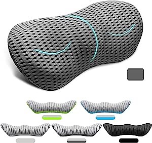 Memory Foam Lumbar Support Pillow for Office Chair, Car, Recliner, Couch, Bed; Back Support Cushion for Sleeping Driving, Lumbar Pillow for Sciatica Tailbone Pain Lower Back Pain Relief (Dark Grey)
