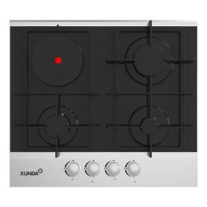 [Hot Item] Xunda Built in Gas Hob with Hot Plate Lotus Flame 4 Gas Burners Kitchen Cooker Gas Hob