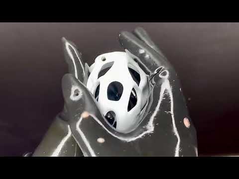 Olympus White Hera Chastity Cage Hexlock Snapfit Demonstration with Black Latex Gloves