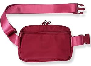 Fanny Pack for Unisex, Belly Bag with 2 Zippers and Extra Long Buckle Strap for Men & Women, Wine Red