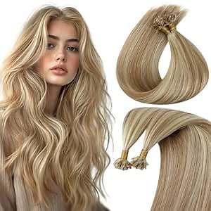 Amazon.com : Sunny Hair U Tip Hair Extensions Human Hair Light Brown Mix Platinum Blonde Utip Hair Extension Invisible Fusion Extensions Soft Keratin Hair Add Volume 14inch 50g : Beauty & Personal Care