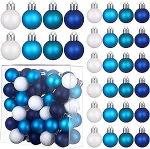 Tatuo 54 Pcs Hanukkah Ball Ornaments Hanukkah Tree Decorations Chanukah White and Blue Jewish Menorah 1.18 Inch Ball Hanging Decor for Party