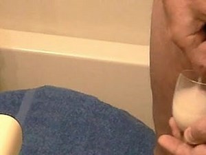 Monster Cum Shot half fills a small Wine Glass !!!