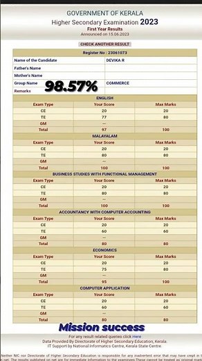 My Plus One result 99% 🥵😱🤩|Commerce |First Year Result | #results #plusone #trending #students