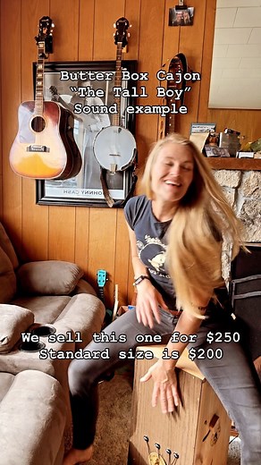 It’s campfire Jamming season! My dad and I build and sell Cajons. “Butter Box Cajons and percussion Instruments” Here is a sound example of our “Tall boy” model with front sound hole. I put a couple of temporary pickups on it just to play along with Rodeo Clowns. This Cajon is $250 , no microphone or pickup needed in jams. It’s just fun to play along with a track for example :) rock on everyone. Let me know if you want a Cajon this summer ! | Heather Gemmell