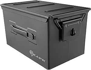 Reapr XL Ammo Box – Lockable Heavy Duty Steel Ammo Can for 9mm, 223, 50 Cal, Airtight Military Storage Case for Tools, Gear or Ammunition, Water Resistant Metal Footlocker Style Organizer