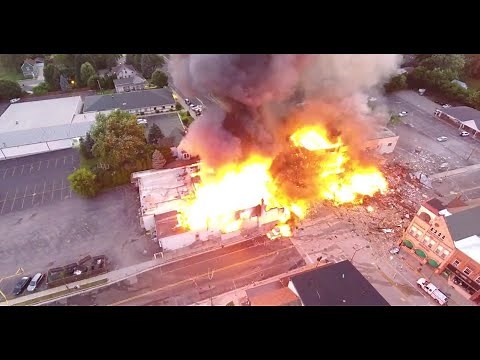 Dramatic drone video shows huge downtown Sun Prairie fire resulting from gas explosion