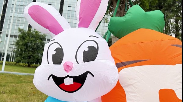 JUROSAICA 10FT Long Easter Inflatables Outdoor Decorations Inflatable Easter Bunny Banner Decor Easter Blow Up Yard Decorations with Lights Home Party Easter Decoration