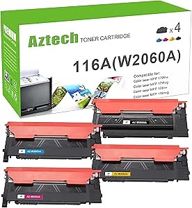Aztech Compatible Toner Cartridge Replacement for HP 116A W2060A HP Color Laser MFP 178nw 179fnw 178nwg 179fwg 150a 150nw W2061A W2062A W2063A Printer (Black Cyan Yellow Magenta, No Chip, 4-Pack)
