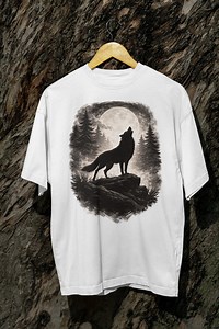 Wolf Howling Moon T‑shirt – Aesthetic Wolf Graphic Tee – Lunar Wolf Shirt for Men and Women – Nature Animal Tee Gift Unisex - Etsy