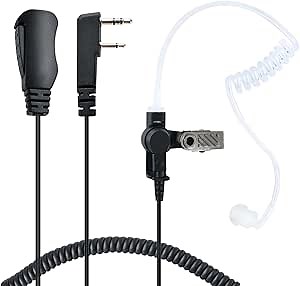 Walkie-Talkie Earpiece with Mic - Long 2-Wire Surveillance Kit Headset,Tansparent Acoustic Tube Earbuds,Flexible Stretch Cable Compatible with Kenwood 2 Way Radio Accessories