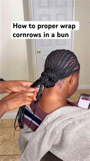 How to proper wrap cornrows in a bun💕😍 #fyp #hair #hairstyle #braids