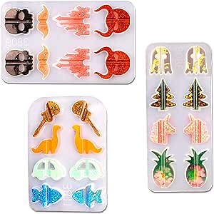 YOKSAS 3PCS Straw Topper Molds for Epoxy Resin,Resin Casting Mold with Dinosaur, Skull, Ghost, Pineapple, Devil Horns for Craft Making Straw Topper Decoration