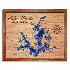 Lake Martin, Alabama Depth Map - Any Lake, Pond, or Reservoir, Home Decor, Wall Art, Wall Decor - Etsy