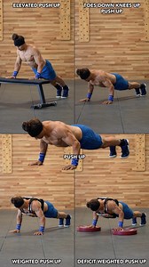 Don’t just do the same old push up. Progress and regress to keep getting stronger! And don’t forget to move through a FULL range of motion. ⠀⠀⠀⠀⠀⠀⠀⠀⠀ #functionalbodybuilding #pushup #muscle #workouttips #chest #triceps #strengthtraining #fitness | Marcus Filly