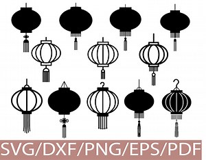 Chinese Lantern SVG Silhouette Bundle Hanging Asian Festival Decor - Etsy Canada