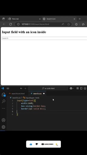 How to add icon in to search bar using HTML and CSS || Code With Hari ||#coding #htmlcode #css #icon