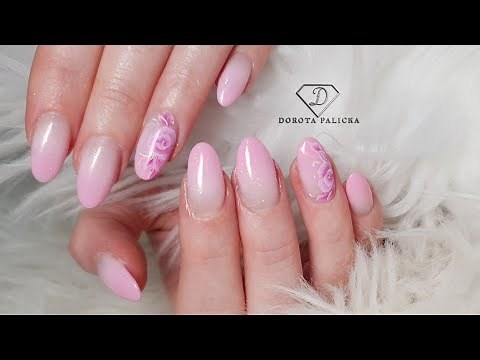 Salon nails. How to backfill nails. Gel infill. Pink ombre nails. Flower nail art.
