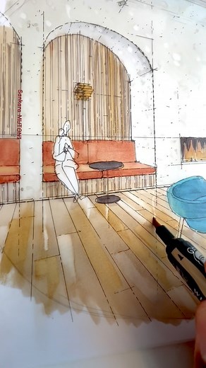 How to Color wood flood! Markers on tracing paper . . #interiordecor #sofa #designfurniture | MUTONIsketches