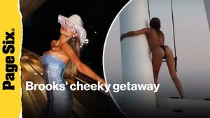 Brooks Nader rocks nothing but thong bikini bottoms during fun-filled getaway in Italy