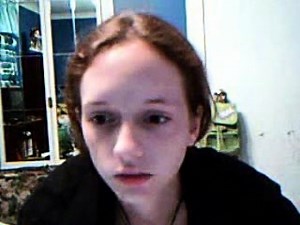 Very Hot Amateur Redhead Teen with glasses bates on Webcam