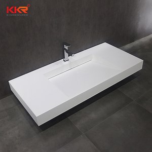 [Hot Item] Artificial Stone Trough Sink Two Faucets Bathroom Vanity Sets Sinks