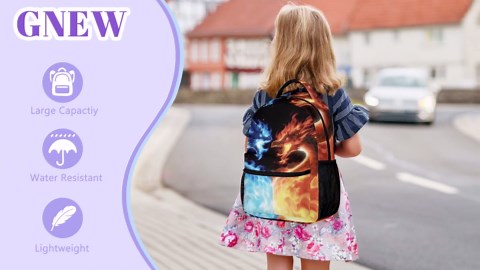 Amazon.com | GNEW Cool Boys Backpack Fire Dragon Battle Backpack Dragon Backpack for Teens Kids Boys Girls, Monster Animal School Backpack, Elementary Middle High School Backpack,16.5 Inch, Blue Orange Black | Kids' Backpacks