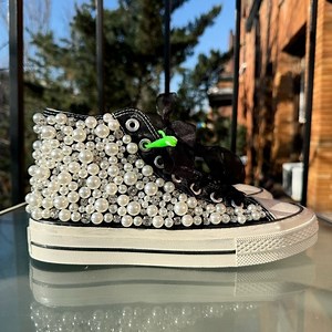 New Free People Nanku Pearl Crush Hi Top Sneakers Shoes Black Womens 8