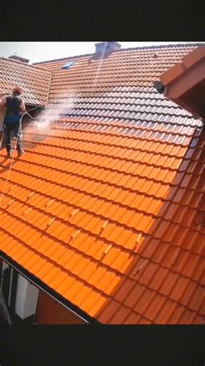 Have you ever seen a dirty tile roof like this? #cleanmoss #cleaning #cleaningservice #virals #fyp | Cleaning house