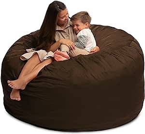 ULTIMATE SACK 6ft Bean Bag Chair, Oversize Bean Bag Chair for Adults, Comfy Chair Bean Bag Couch Lounge Sofa Loveseat Furniture | Brown Suede