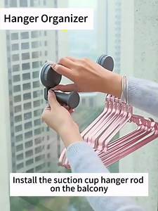 Hanger Organizer Stacker, 2 Pack Suction Cup Self-Adhesive Extendable Garment Rack, Space Saving Clothes Hanger Storage Holder for Closet Laundry Room (Grey)