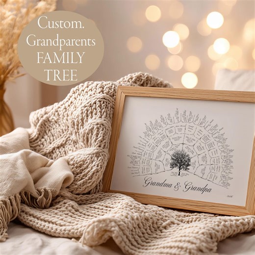 Personalized Family Tree Poster Gift for Grandparents | Custom Family Tree Print | Grandma Grandpa Family - Etsy
