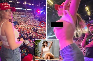 OnlyFans model Ava Louise, who flashed NYC portal, whips ‘em out for Trump at Long Island rally