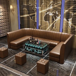 [Hot Item] Diseño de asientos en booth de cuero sintético marrón para bar, lounge, restaurante, café y sofá de discoteca